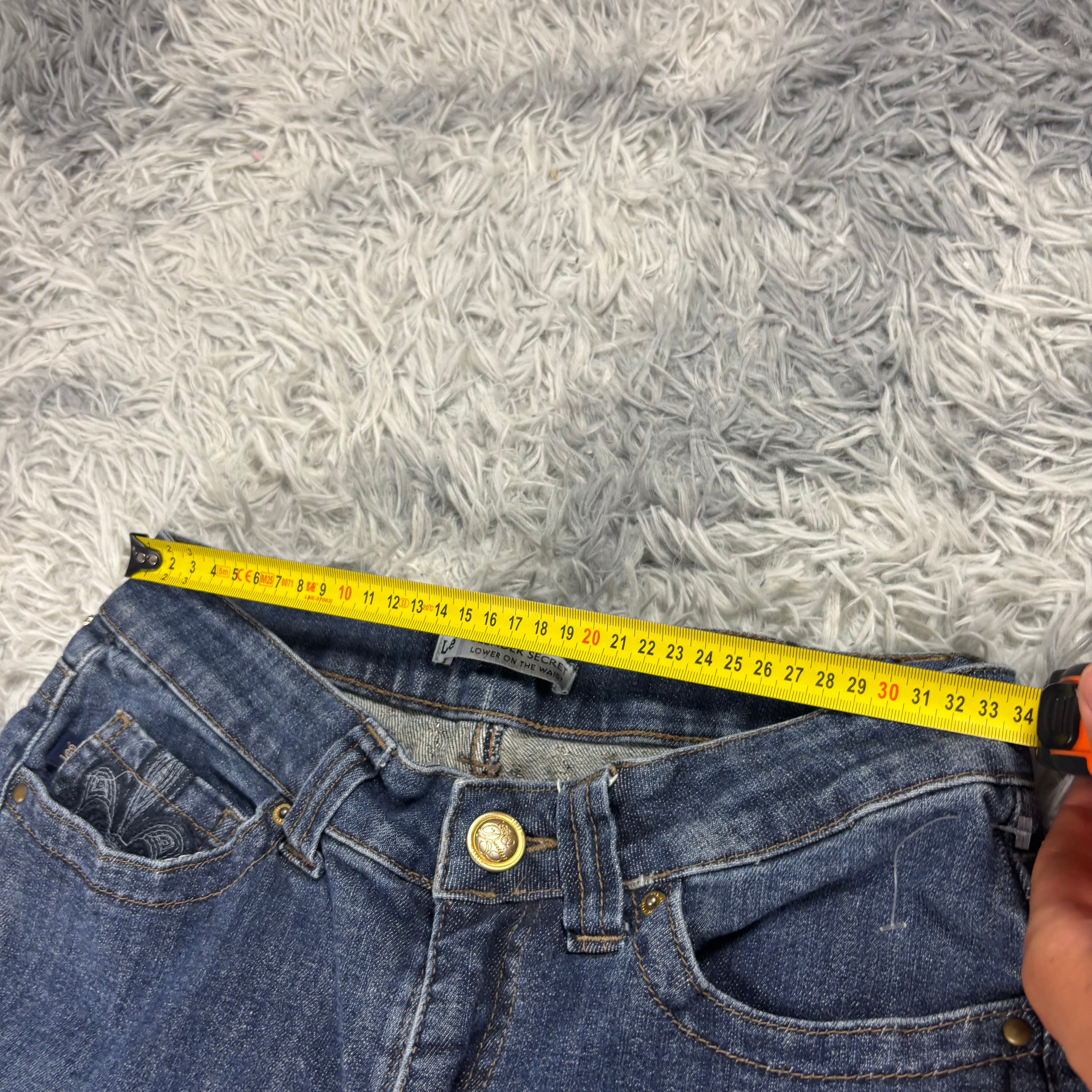 Süße Y2K Bootcut-Straight Jeans mit tollen Backprint /women lowwaist 00s 90s S11 XS
