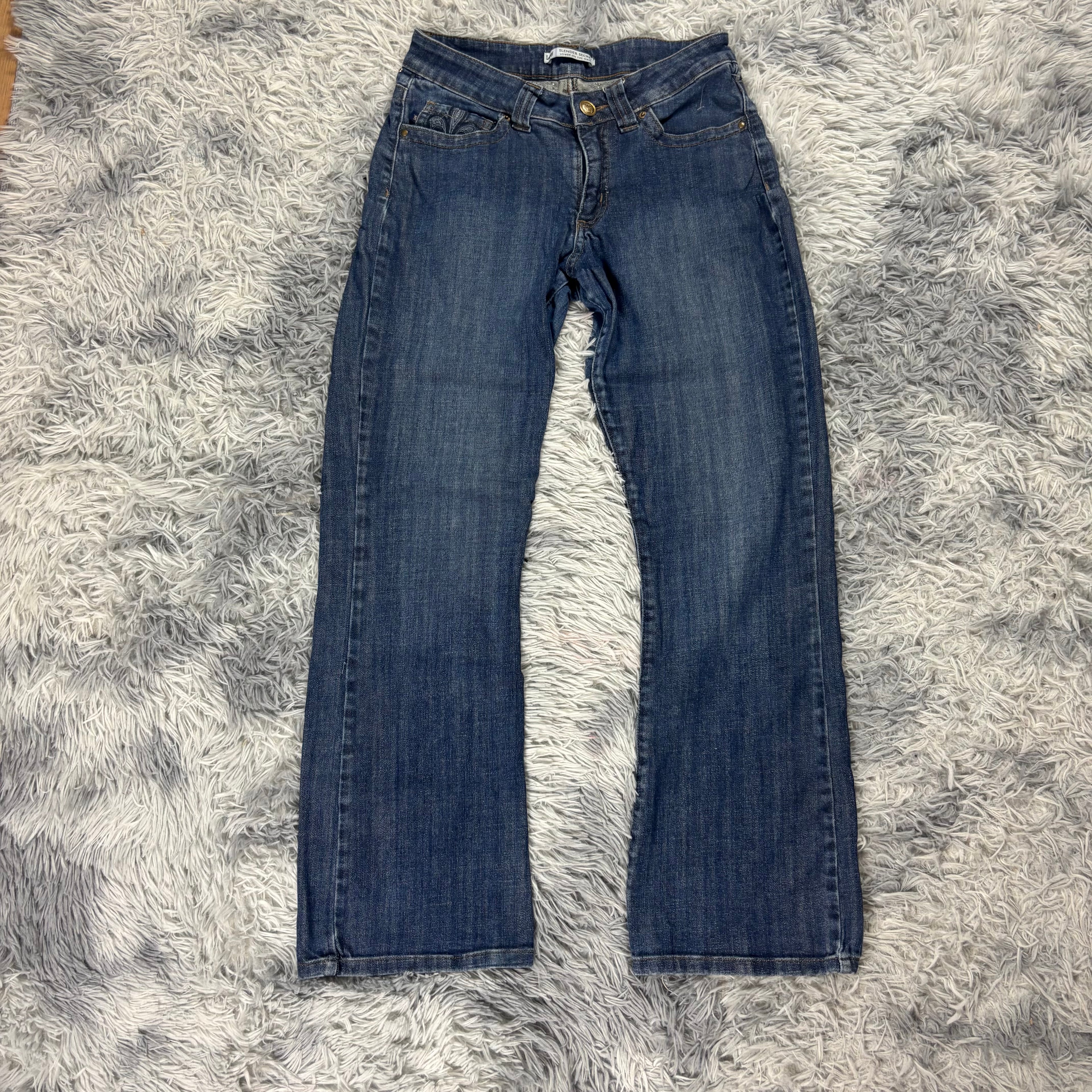 Süße Y2K Bootcut-Straight Jeans mit tollen Backprint /women lowwaist 00s 90s S11 XS