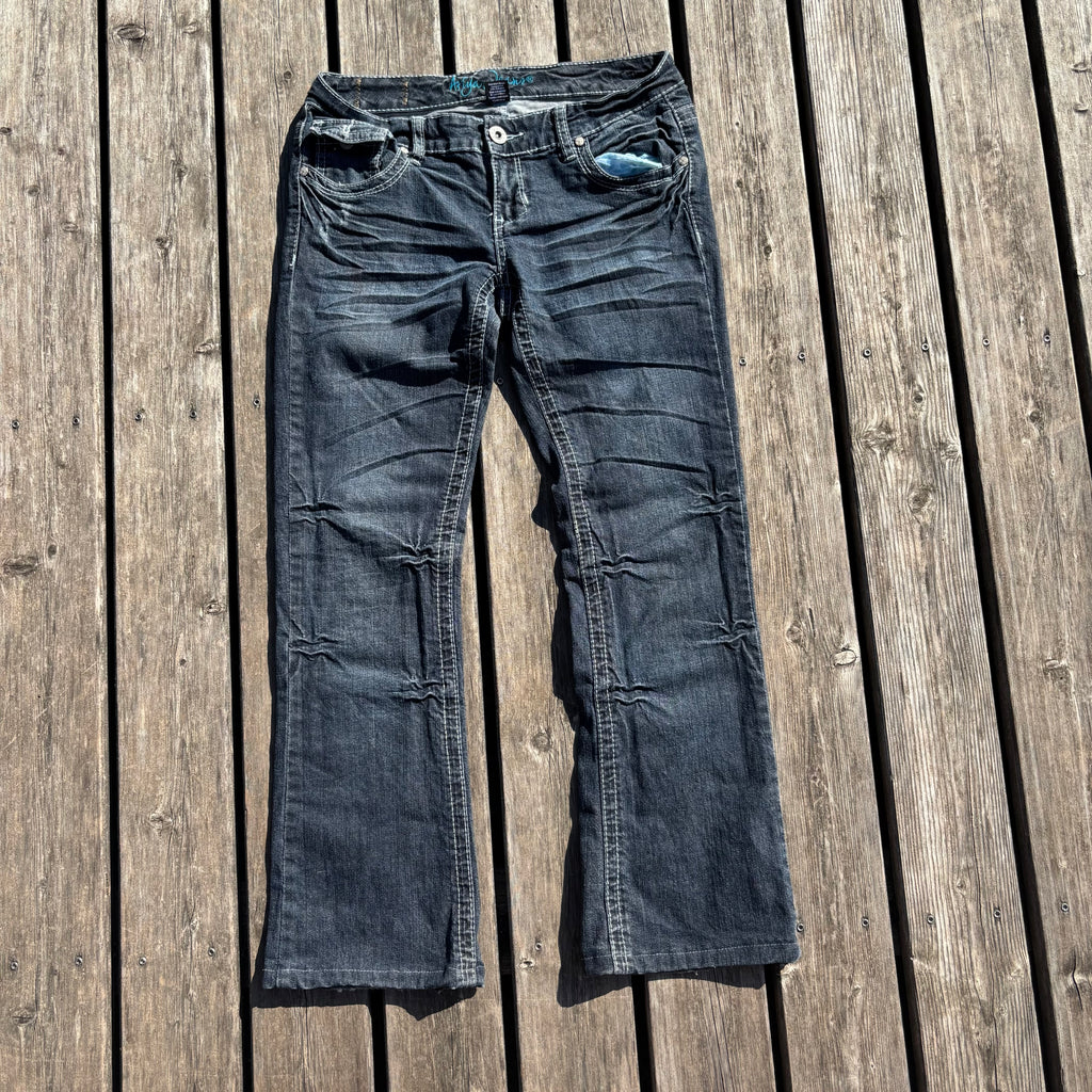 Süße Y2K Lowwaist Bootcut Jeans mit tollen Backprint /women 00s 90s vintage baddie (XS) S64