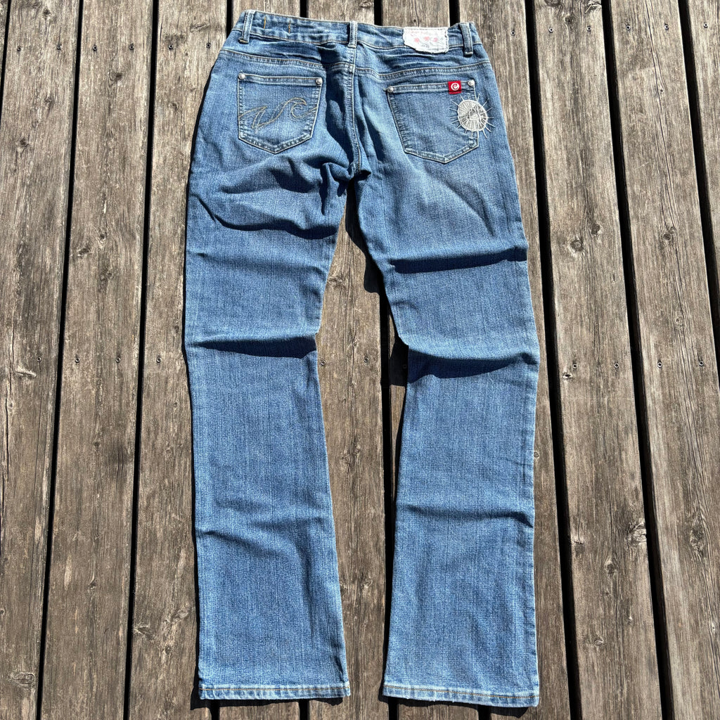 Süße Y2K Lowwaist Bootcut Jeans mit tollen Backprint /women 00s 90s vintage baddie (S-M) S58