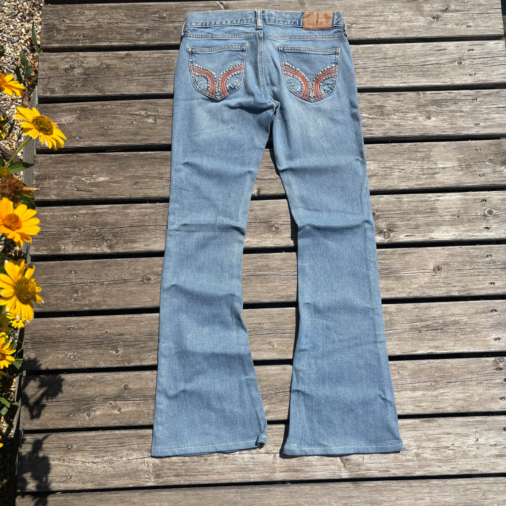 Süße Y2K Lowwaist Bootcut Jeans mit tollen Backprint /women 00s 90s vintage baddie (S98) XS