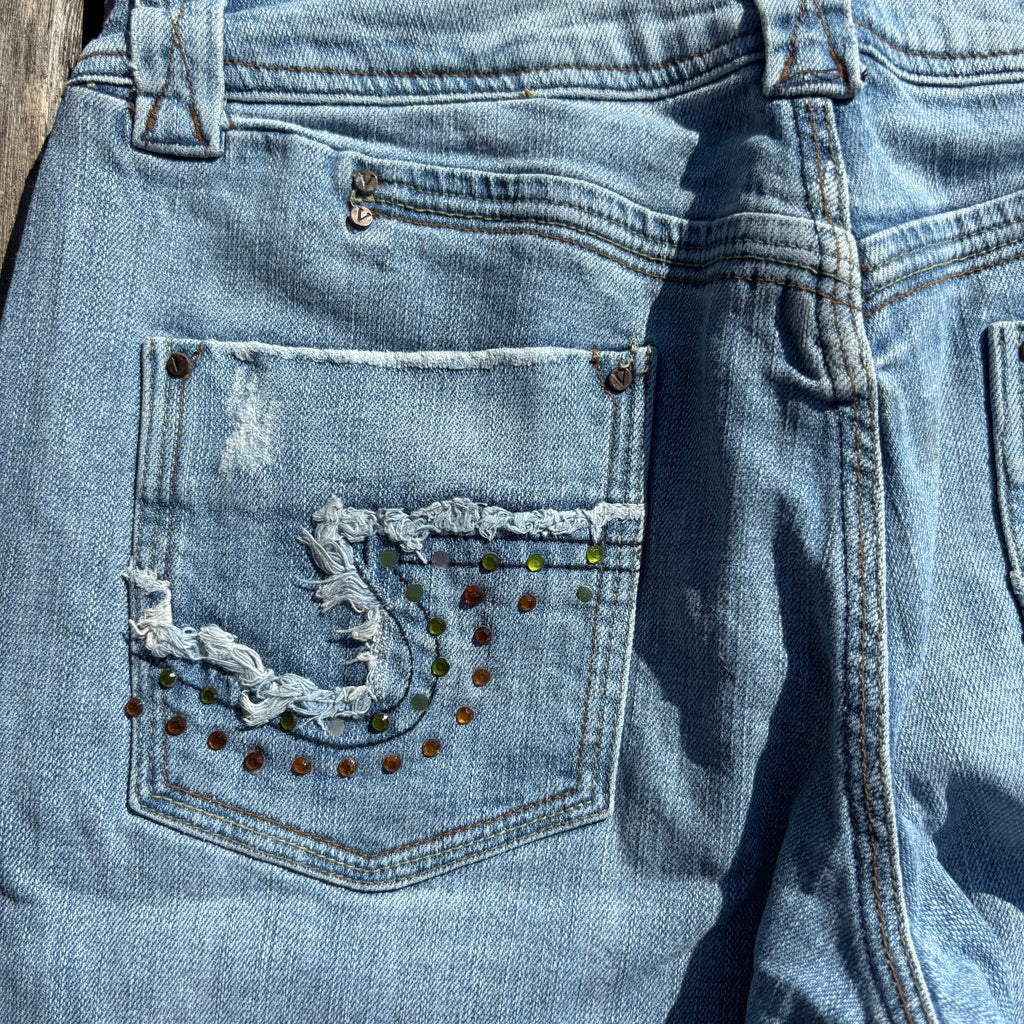 Süße Y2K Lowwaist Bootcut Jeans mit tollen Backprint /women 00s 90s vintage baddie(S-M) S61