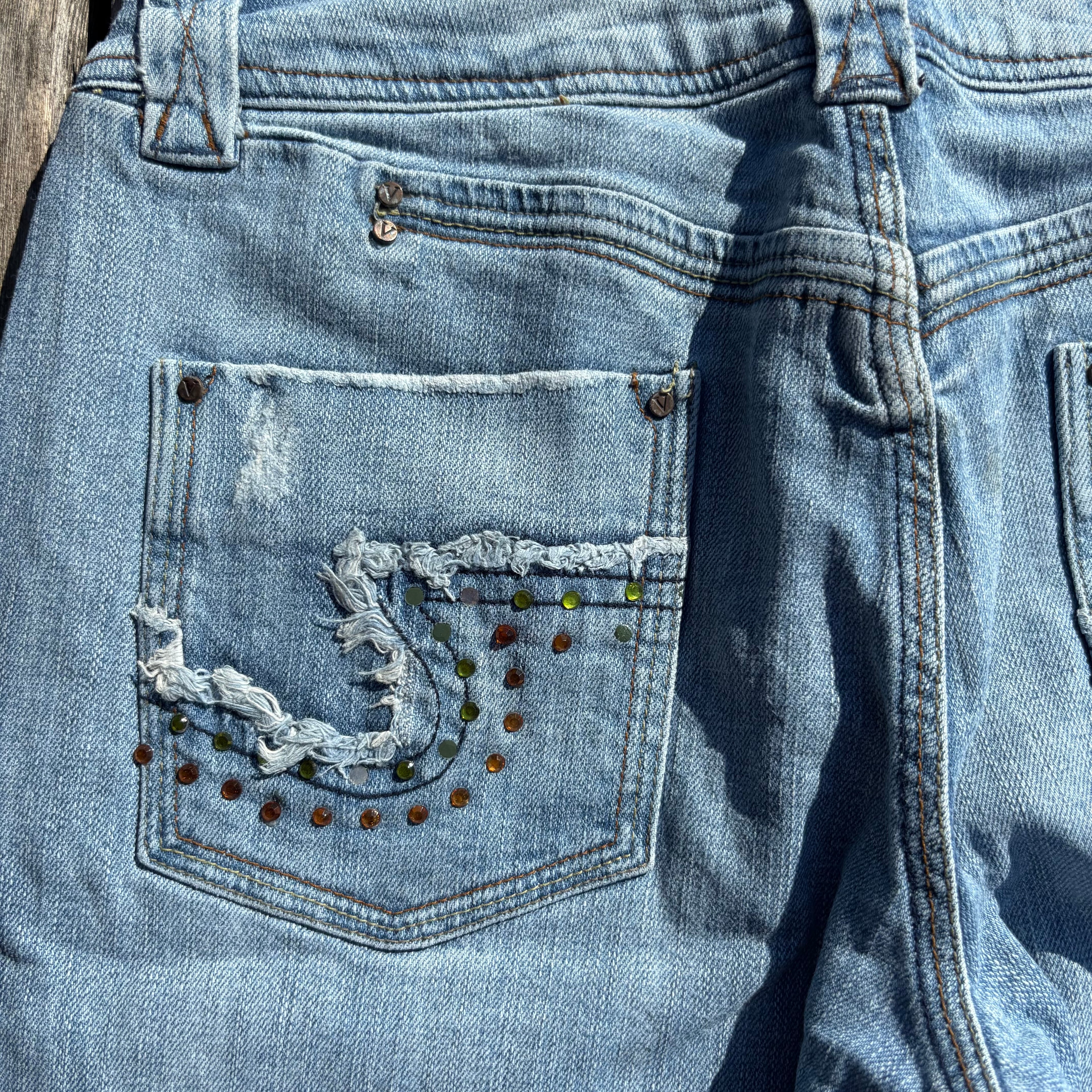 Süße Y2K Lowwaist Bootcut Jeans mit tollen Backprint /women 00s 90s vintage baddie(S-M) S61