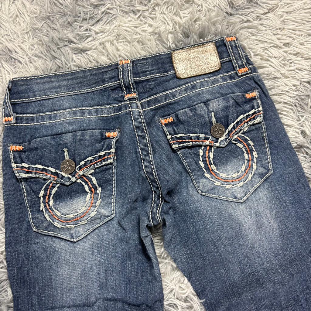 Süße Y2K Bootcut Lowwaist Jeans mit Backprint /women 90s 00s style vintage M S11