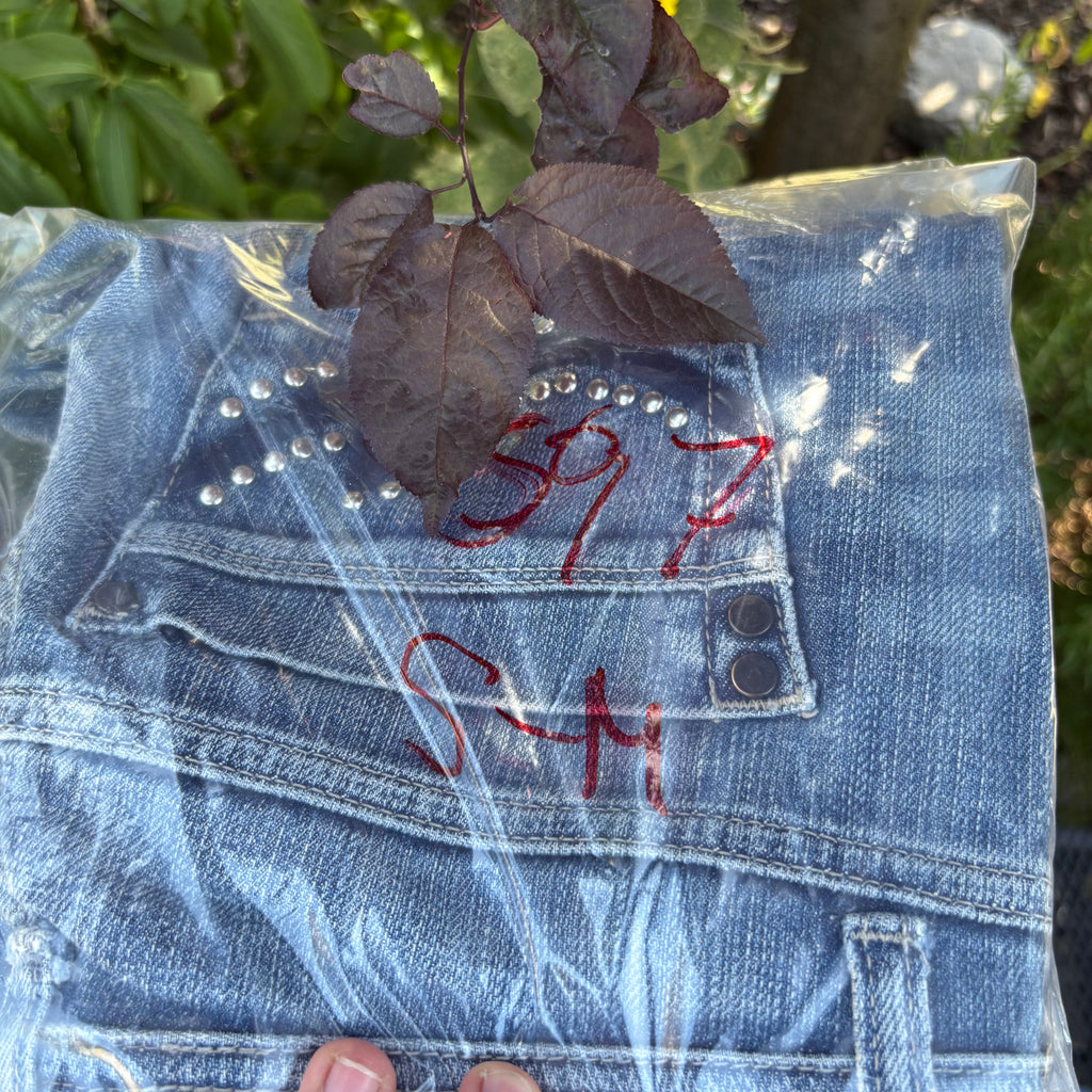 Süße Y2K Lowwaist Bootcut Jeans mit tollen Backprint /women 00s 90s vintage baddie (S97) S-M