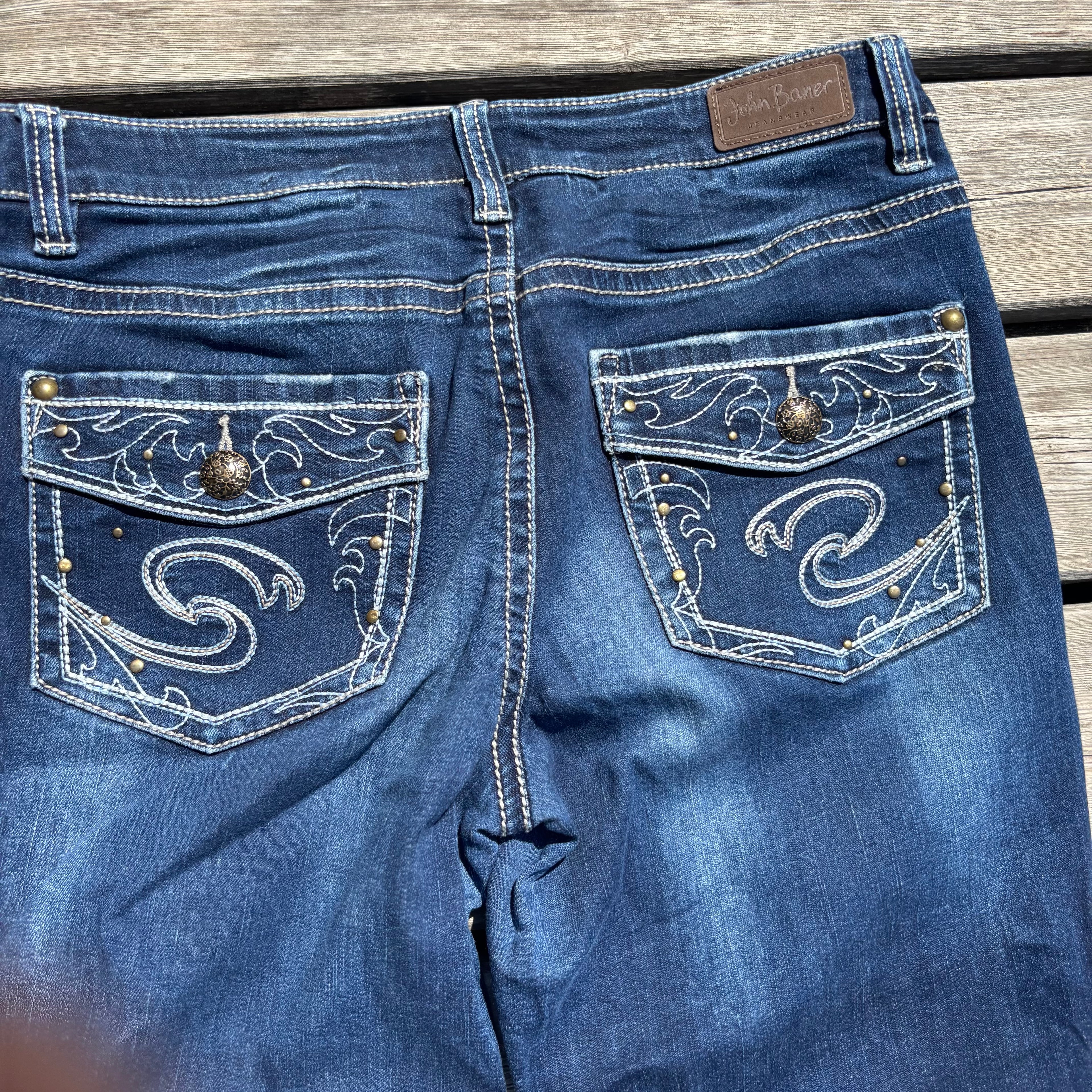 Süße Y2K Lowwaist Bootcut Jeans mit tollen Backprint /women 00s 90s vintage baddie (XL) S99