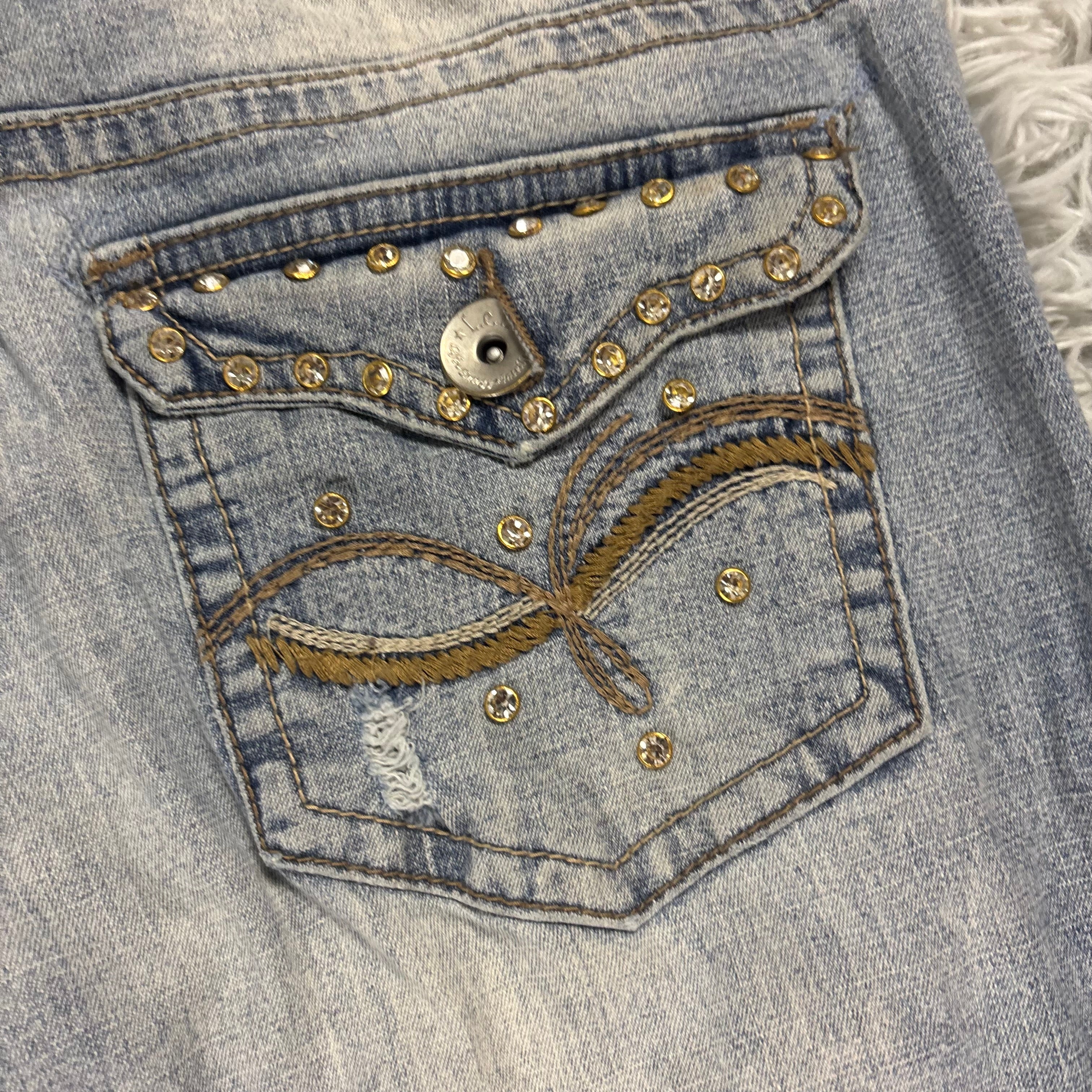 Süße Y2K Lowwaist Bootcut Jeans mit tollen Backprint /90s 00s baddie vintage (L-XL) S19
