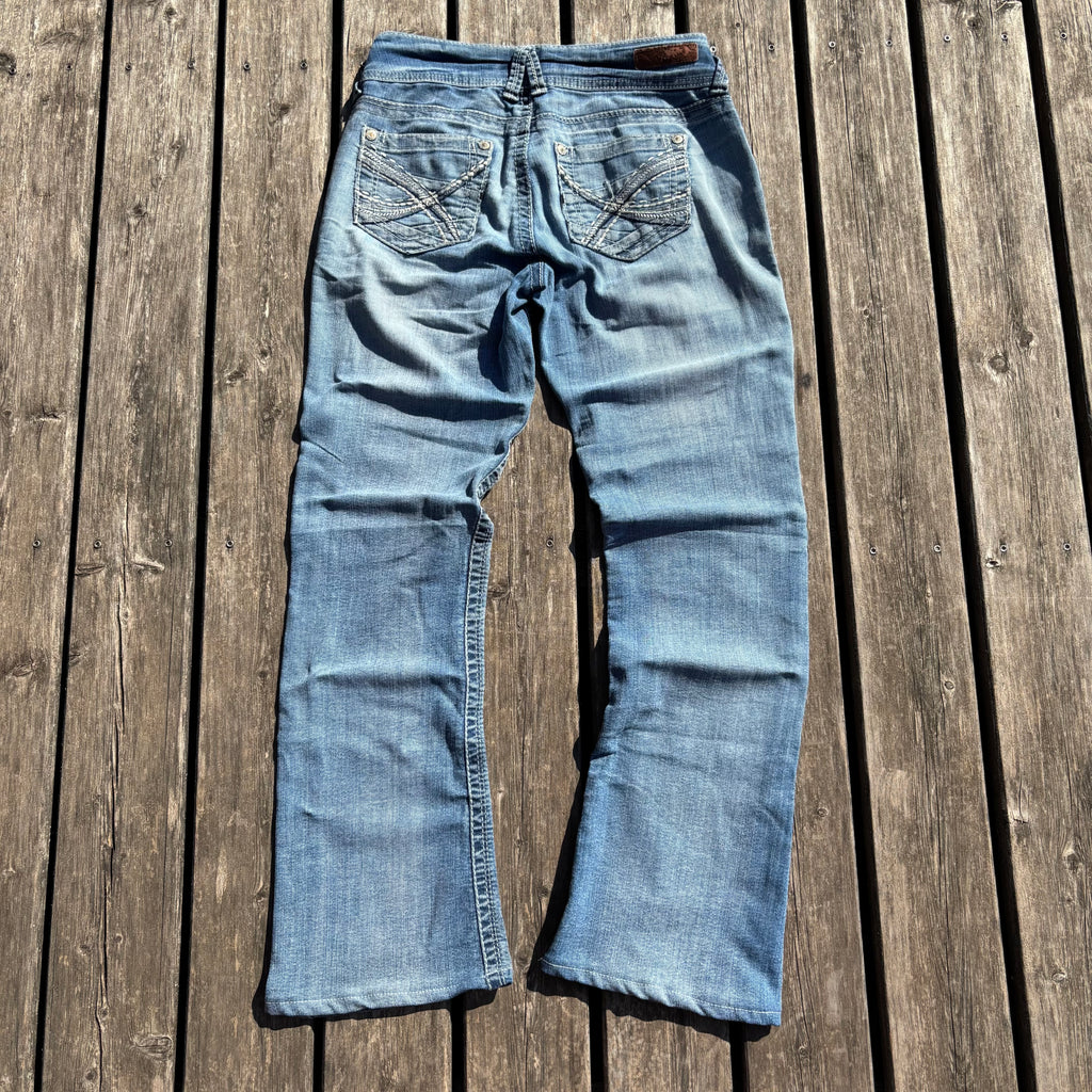 Süße Y2K Lowwaist Bootcut Jeans mit tollen Backprint /women 00s 90s vintage baddie (XS) S60