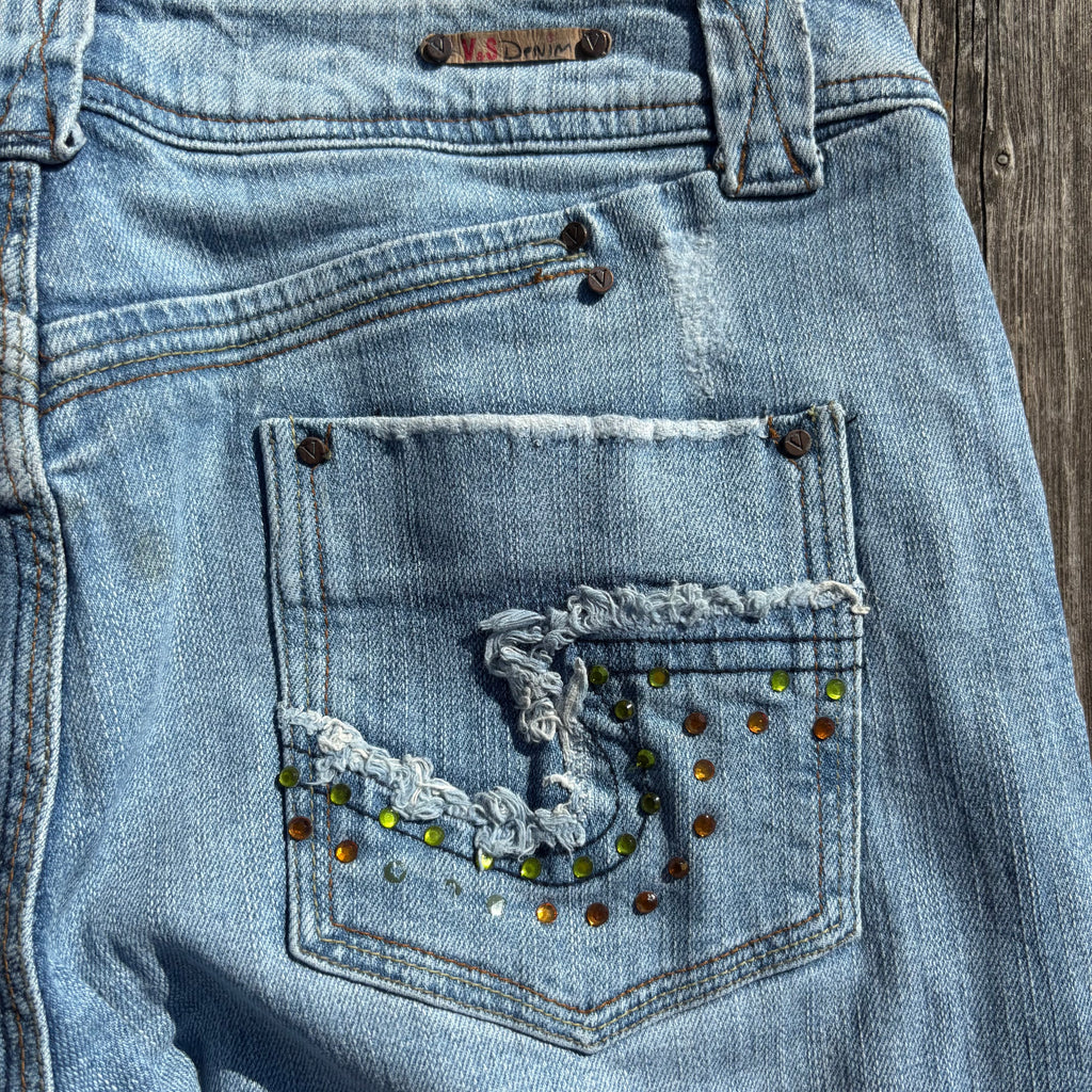 Süße Y2K Lowwaist Bootcut Jeans mit tollen Backprint /women 00s 90s vintage baddie(S-M) S61