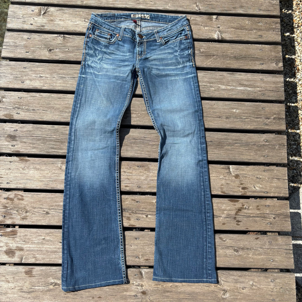 Süße Y2K Lowwaist Bootcut Jeans mit tollen Backprint /women 00s 90s vintage baddie (S) S111