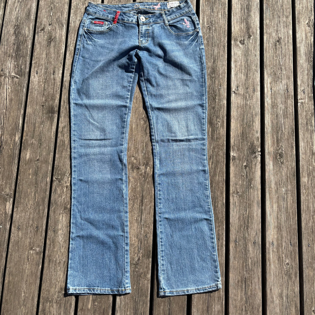 Süße Y2K Lowwaist Bootcut Jeans mit tollen Backprint /women 00s 90s vintage baddie (S-M) S58