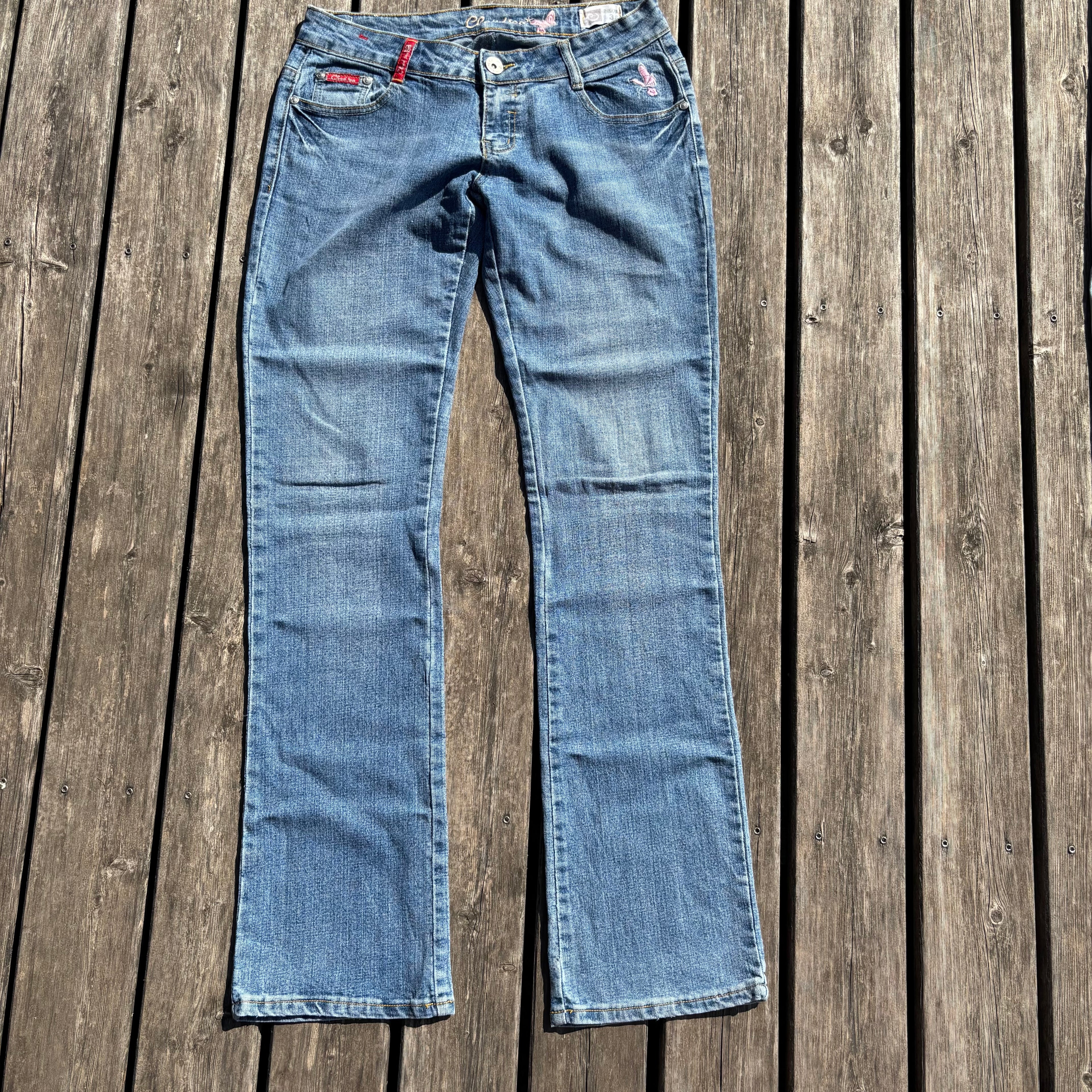 Süße Y2K Lowwaist Bootcut Jeans mit tollen Backprint /women 00s 90s vintage baddie (S-M) S58