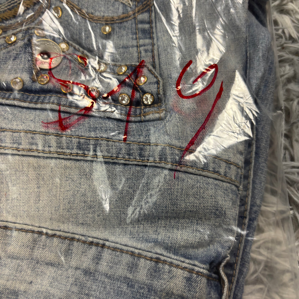 Süße Y2K Lowwaist Bootcut Jeans mit tollen Backprint /90s 00s baddie vintage (L-XL) S19