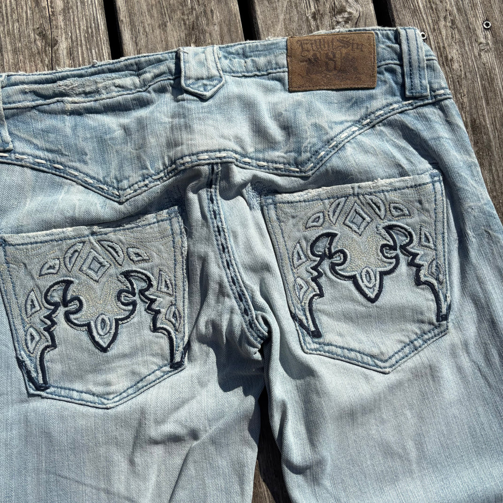 Süße Y2K Lowwaist Bootcut Jeans mit tollen Backprint /women 00s 90s vintage baddie (S-M) S59