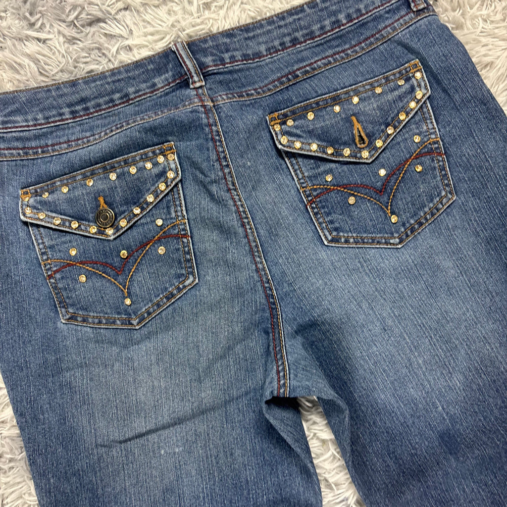 Y2K Lowwaist Bootcut Jeans mit Backprint /women 90s 00s vintage baddie (XL) S24