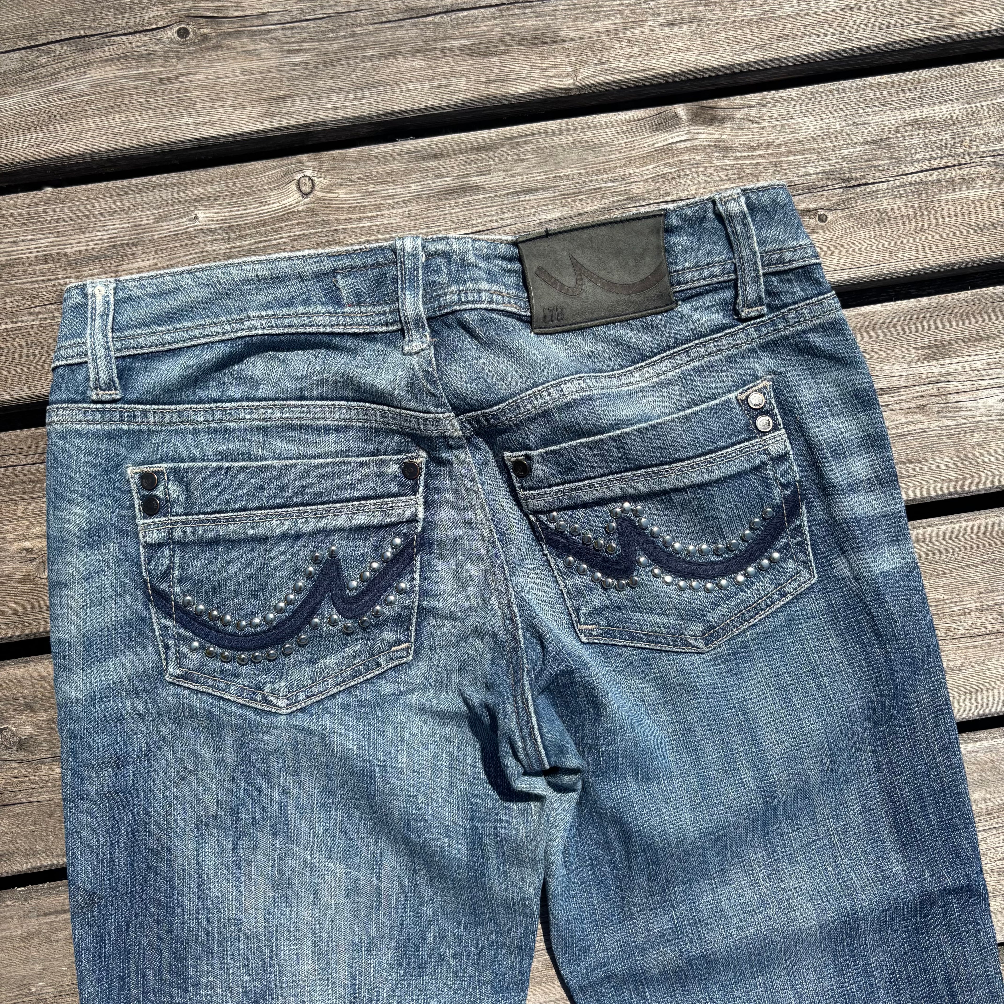 Süße Y2K Lowwaist Bootcut Jeans mit tollen Backprint /women 00s 90s vintage baddie (S97) S-M