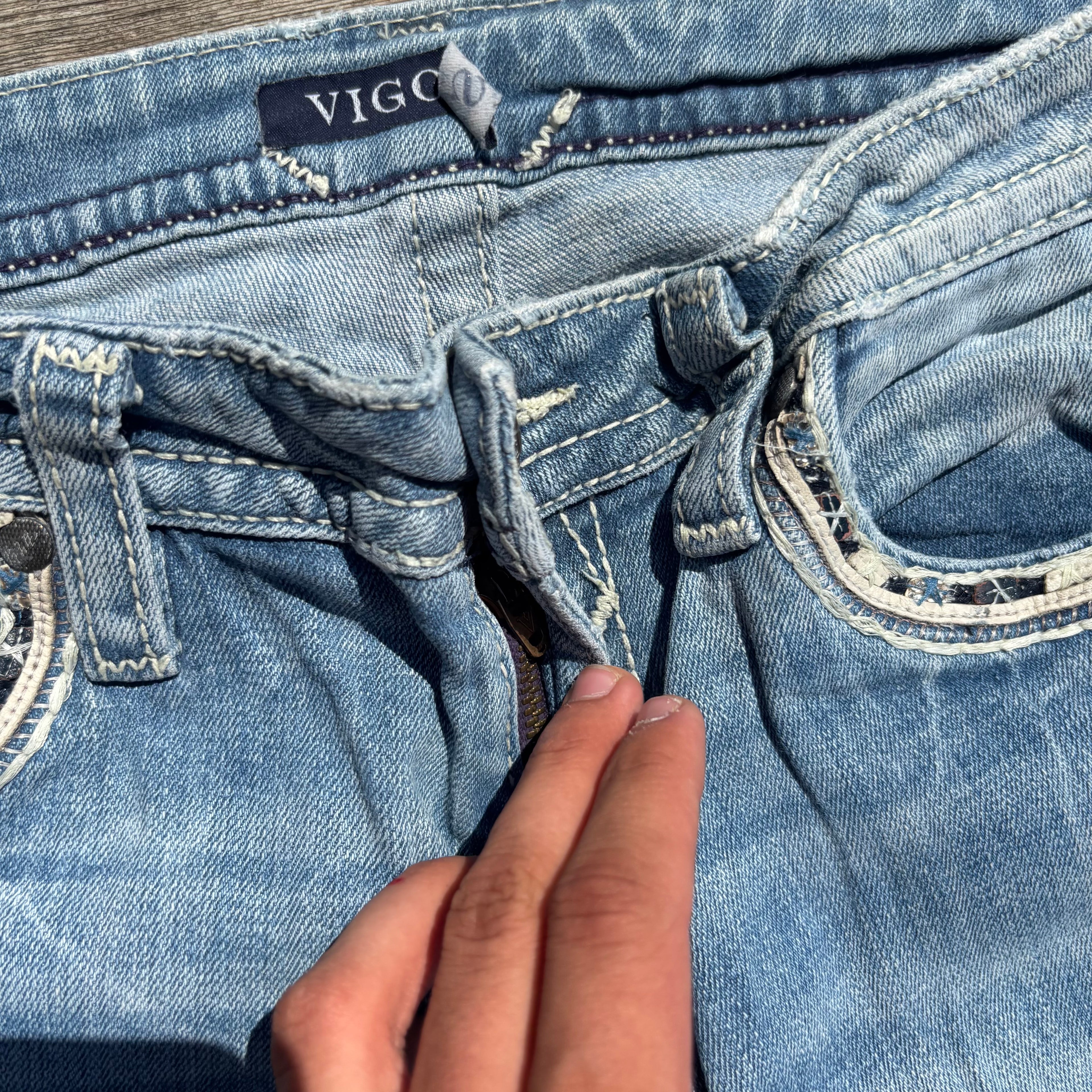 Süße Y2K Lowwaist Bootcut Jeans mit tollen Backprint /women 00s 90s vintage baddie (M) S103