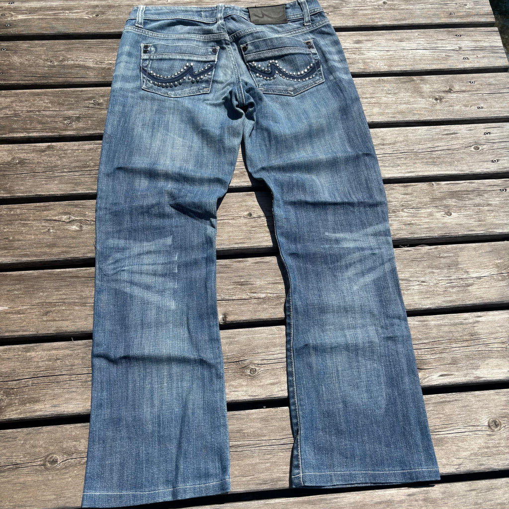 Süße Y2K Lowwaist Bootcut Jeans mit tollen Backprint /women 00s 90s vintage baddie (S97) S-M