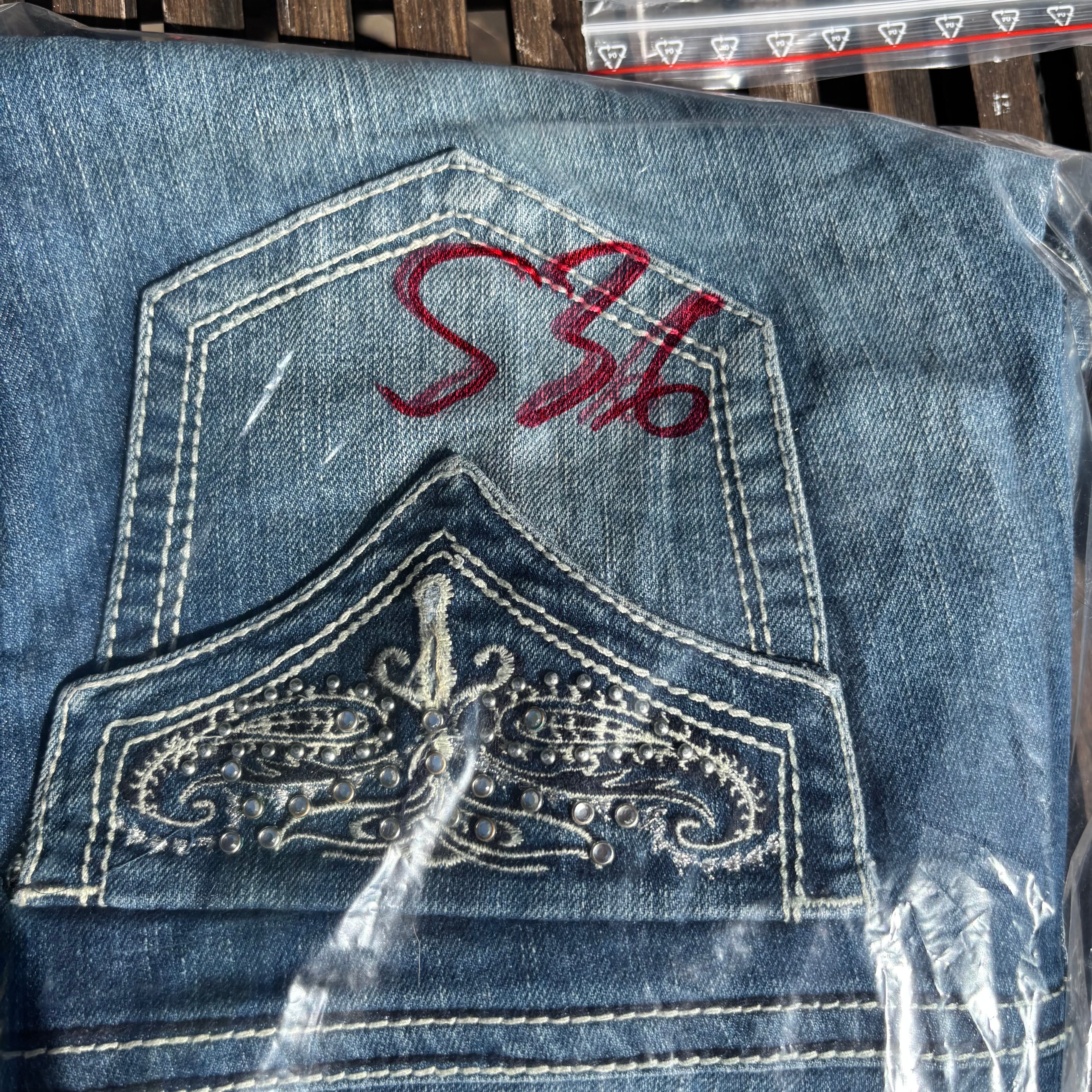 Süße Y2K Jeans mit tollen Backprint mit tollen Backprint /streetwear 00s 90s baddie /L (S36)