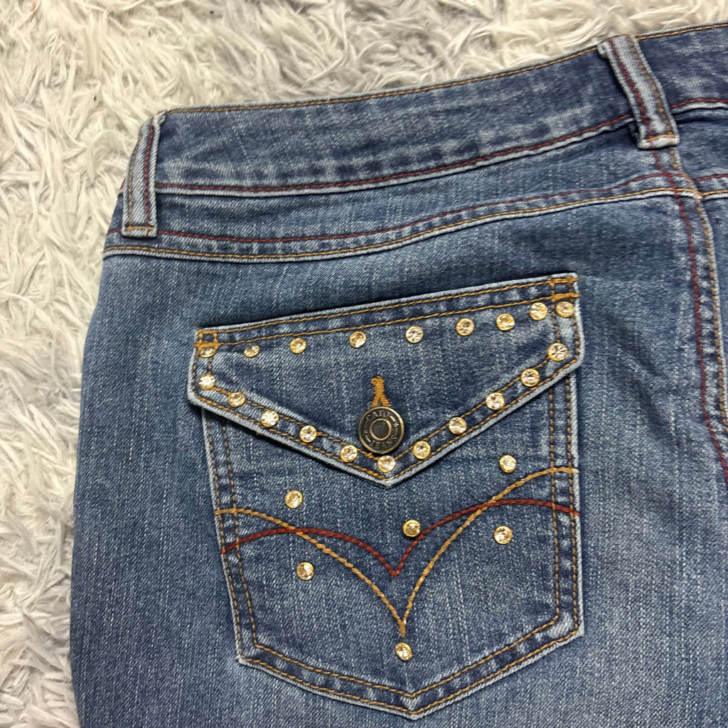Y2K Lowwaist Bootcut Jeans mit Backprint /women 90s 00s vintage baddie (XL) S24